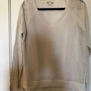 Lucky Brand Light Beige shimmery  V-Neck Knit Sweater